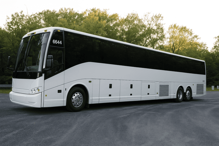 exterior of Charter Bus Rental Huntersville coach bus